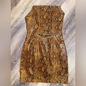 SNAKESKIN MINI STRAPLESS DRESS